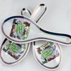 Antigua & Barbuda Map Pearl Souvenir Collectible Spoon Rest agc