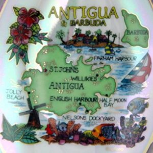 Antigua & Barbuda Map Pearl Souvenir Collectible Spoon Rest agc