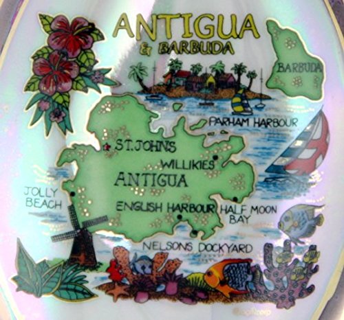 Antigua & Barbuda Map Pearl Souvenir Collectible Spoon Rest agc