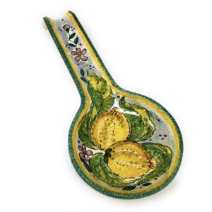 ceramiche d'arte parrini - italian ceramic art spoon rest pottery holder hand painted decorated lemons made in italy tuscan