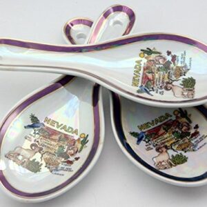 Nevada State Map Pearl Souvenir Collectible Spoon Rest agc