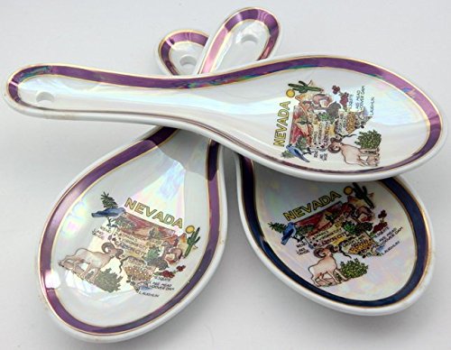 Nevada State Map Pearl Souvenir Collectible Spoon Rest agc