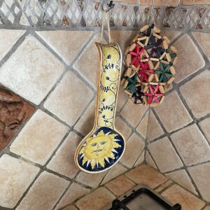 CERAMICHE D'ARTE PARRINI - Italian Ceramic Art Spoon Rest Pottery Holder Hand Painted Decorated Sun Made in ITALY Tuscan