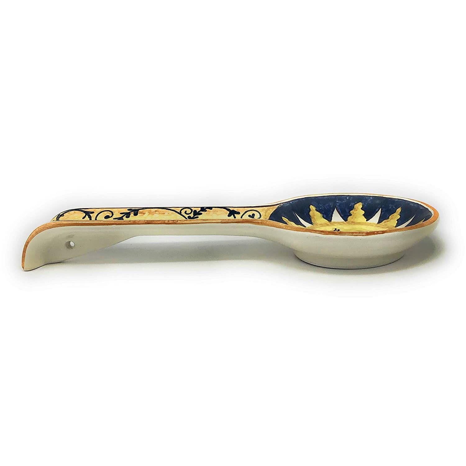 CERAMICHE D'ARTE PARRINI - Italian Ceramic Art Spoon Rest Pottery Holder Hand Painted Decorated Sun Made in ITALY Tuscan