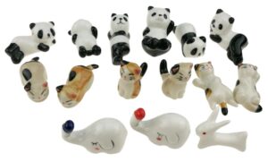 set of 15 handmade ceramic animal pattern chopstick rest stand panda cat elephant rabbit for knife fork spoon chopstick tableware kids toy ornament decoration