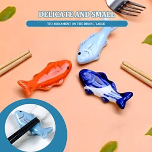 9Pcs Ceramic Chopstick Rest Fish Shape Chopsticks Rack Stand Spoon Fork Knife Holder Rack Desktop Tableware Decorations Kitchen Tools