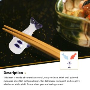 6 Pcs Fish Chopstick Rest Ceramic Japanese Chopsticks Holder Rack Dinner Spoon Fork Knife Holder Dinnerware Stand Decoration (Random Style)