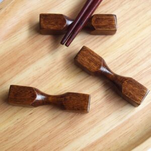 Luxshiny Dumbbell Chopstick Rest 5Pcs Wooden Chopsticks Rest Japanese Style Chopstick Rest Tableware Rest Stand Dinner Spoon Fork Knife Holder for Restaurant Home Japanese Chopstick Rest