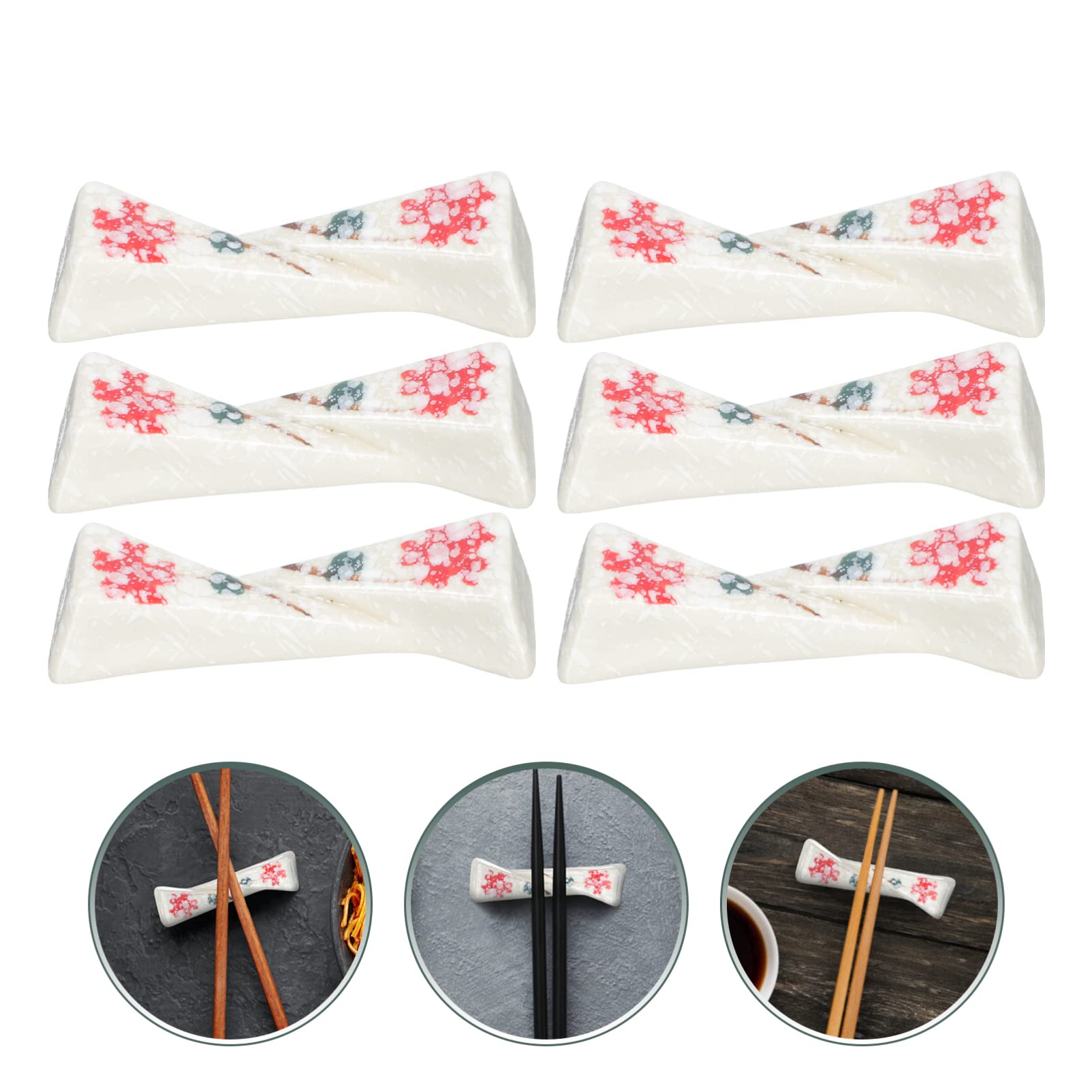 Hemoton 6pcs Chopstick Rest Chopsticks Rest Rack Ceramic Chopstick Stand Ceramic Chopstick Holder Dining Room Table Decor Decorative Chopsticks Holders Kitchenware Household Ceramics