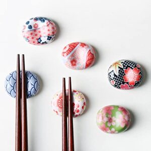 6pcs Chopstick Rest Chopsticks Holder Tableware Holder Japanese Chopsticks Mini Chopsticks Rest Rack Spoon Stand Home Chopsticks Rack Mini Chopstick Stand Cherry Blossoms