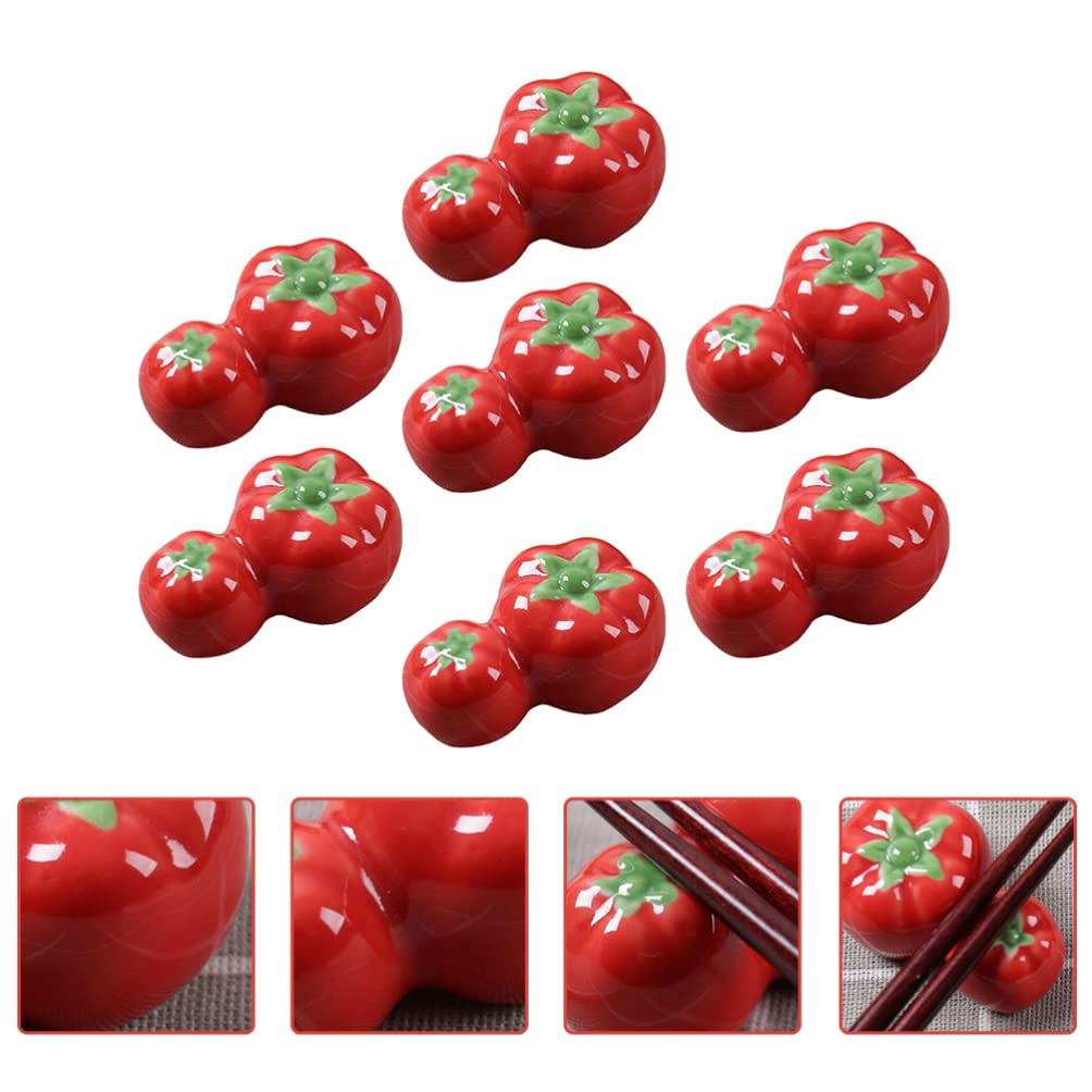 GANAZONO Table Decors 7pcs Tomato Chopsticks Rest Ceramics Rest Rack Table Decor