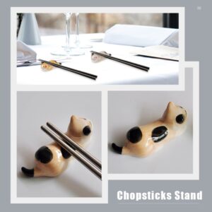 Luxshiny 4pcs Decorative Design Japanese Rest Home Mini Ceramic Chopstick Stand Rests Shape Racks Porcelain Fork Style Cat Chopsticks Rack Spoon Creative Storage Holder Holders