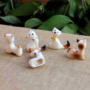 Kungfu Alien 5Pcs Kitten Chopstick Holder Rest Ceramics Desk Decorative Animal Spoon Fork Knife Stand