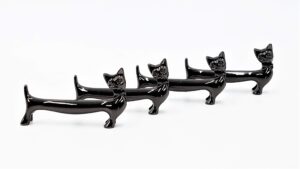 cat chopstick rest stainless steel spoon fork and knife rests (black)