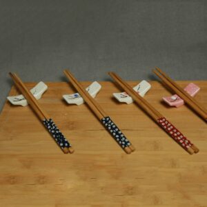 Luxshiny 8pcs Ceramic Chopsticks Rest Plum Blossom Pattern Japanese Style Chopsticks Stand Pillow Spoon Fork Holder Knife Rests for Chopsticks Forks Spoons Knives Paint (Random Color)