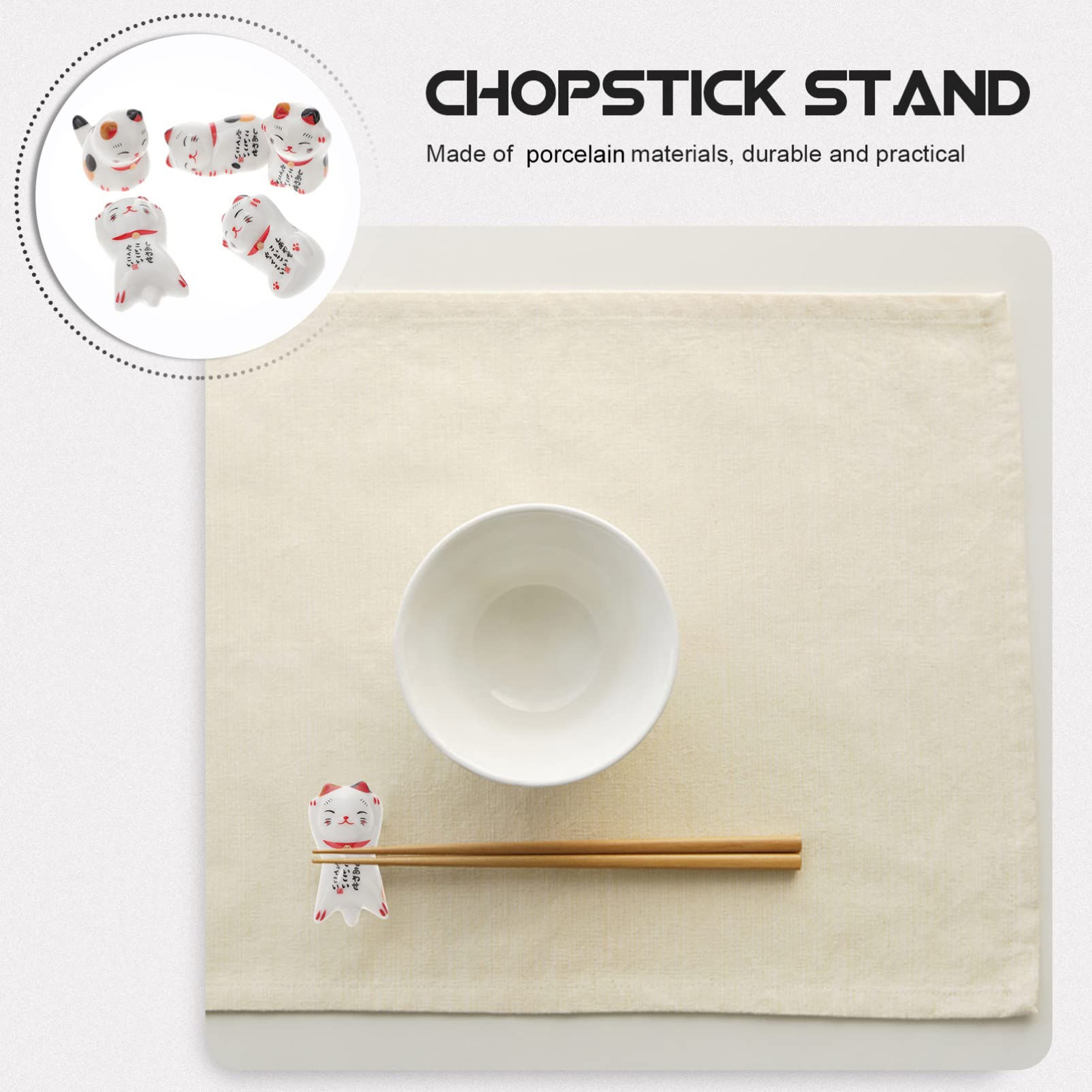 Chopstick Pillow Lucky Cat Ceramic Chopsticks Rest Rack Dinner Spoon Stand Knife Fork Stand Chopsticks Holder for Restaurant Utensils Cutter Rest