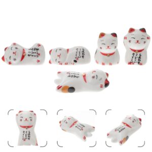 Chopstick Pillow Lucky Cat Ceramic Chopsticks Rest Rack Dinner Spoon Stand Knife Fork Stand Chopsticks Holder for Restaurant Utensils Cutter Rest