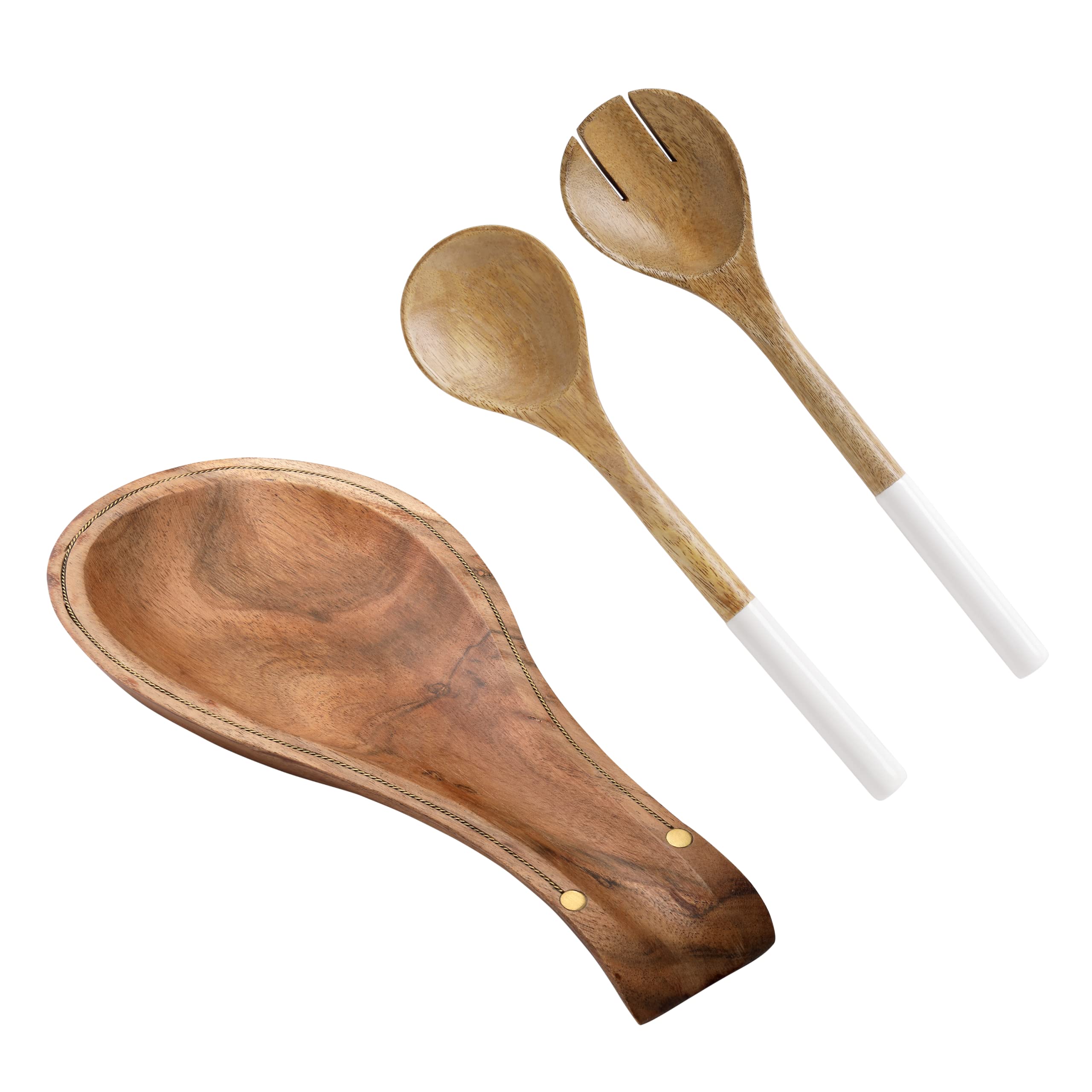 Folkulture Spoon Rest for Kitchen Counter, Spoon Holder for Stove and Salad Tongs or Tongs for Cooking,