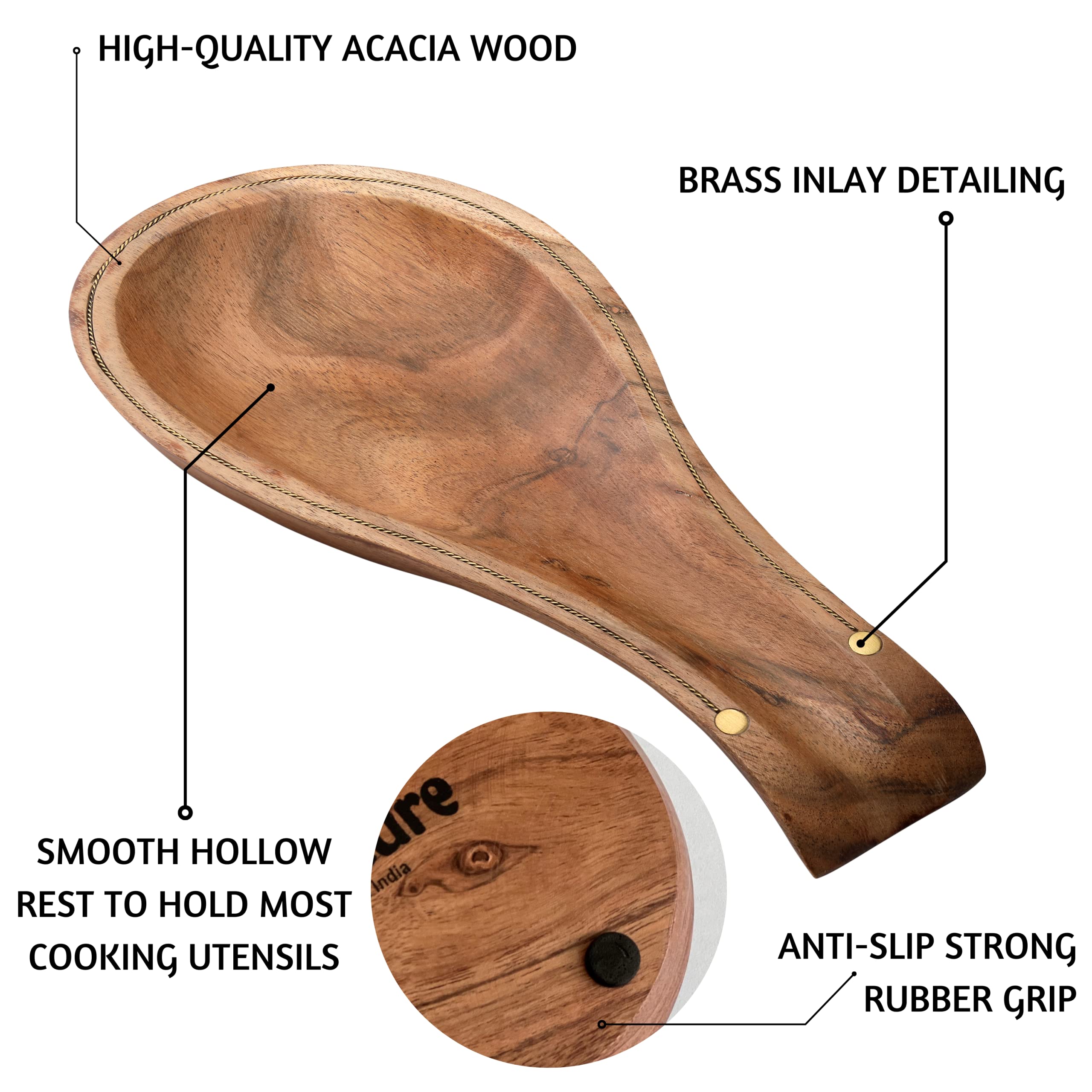 Folkulture Spoon Rest for Kitchen Counter, Spoon Holder for Stove and Salad Tongs or Tongs for Cooking,