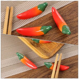 Angoily 6pcs Chopsticks Rests Ceramic Mini Pepper Shape Cute Dinner Spoon Stand Fork Holder Rack Chopsticks Utensil Cutlery Stand