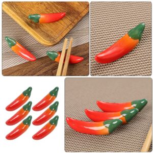 Angoily 6pcs Chopsticks Rests Ceramic Mini Pepper Shape Cute Dinner Spoon Stand Fork Holder Rack Chopsticks Utensil Cutlery Stand