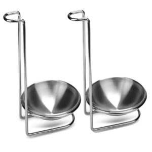spoon rest holder stainless steel vertical saving soup ladles holders or hotpot restaurant, buffet, fast food restaurant kitchen decor tool 2pack (spoon rest)