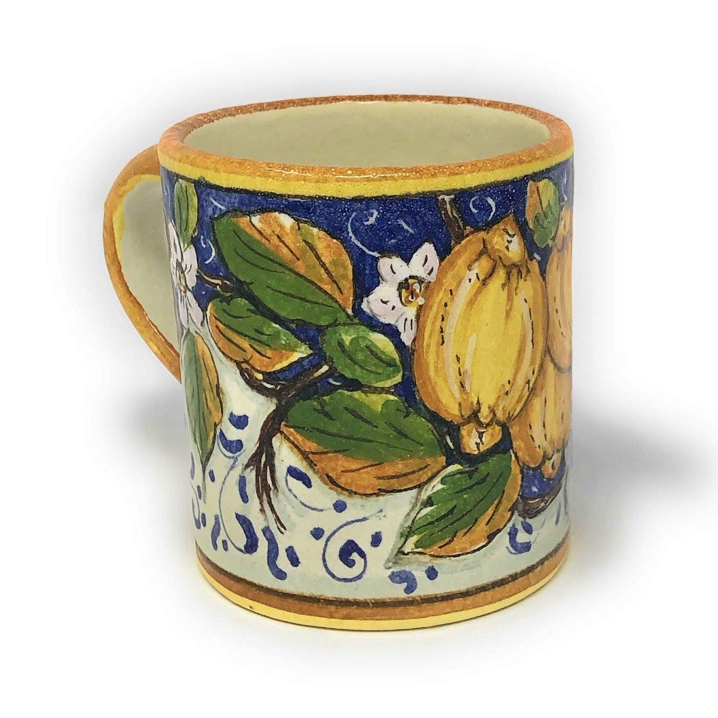 CERAMICHE D'ARTE PARRINI - Italian Ceramic Art Pottery Mug Cup Decorated Three Lemons Hand Painted Made in ITALY Tuscan