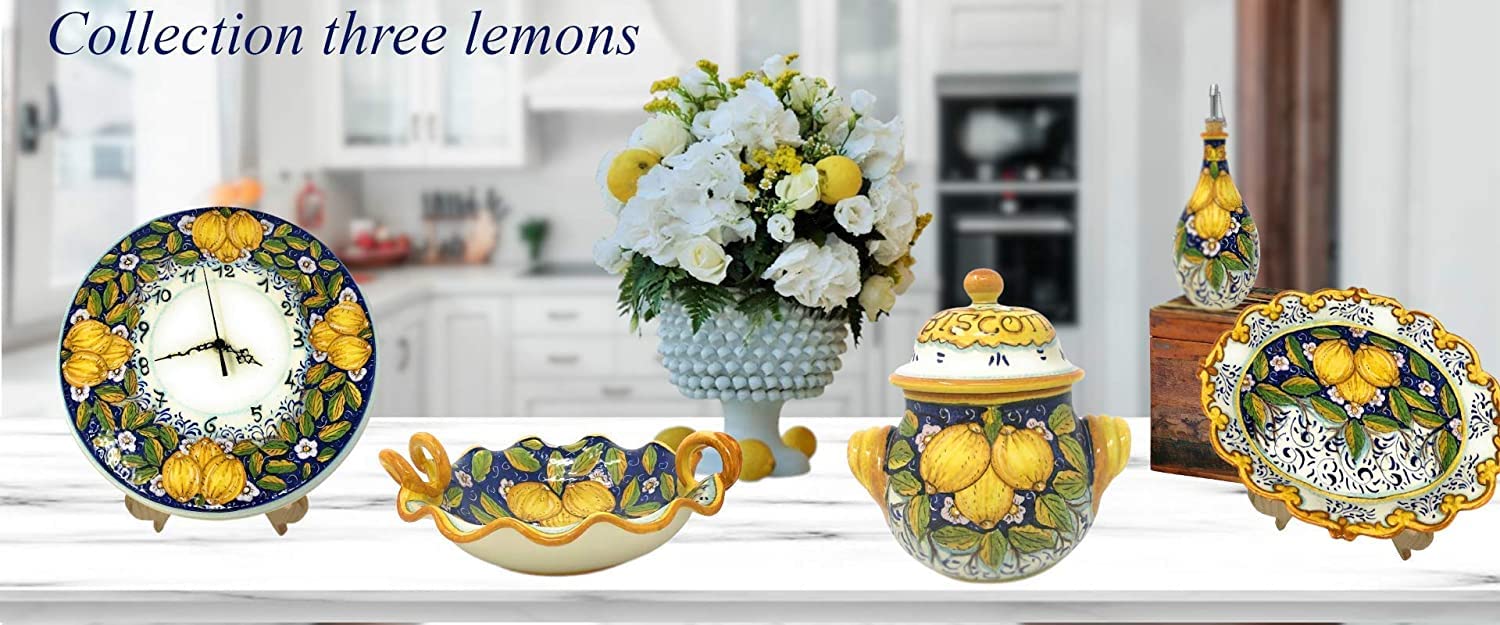 CERAMICHE D'ARTE PARRINI - Italian Ceramic Art Pottery Mug Cup Decorated Three Lemons Hand Painted Made in ITALY Tuscan