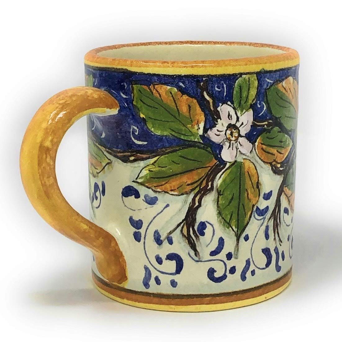 CERAMICHE D'ARTE PARRINI - Italian Ceramic Art Pottery Mug Cup Decorated Three Lemons Hand Painted Made in ITALY Tuscan