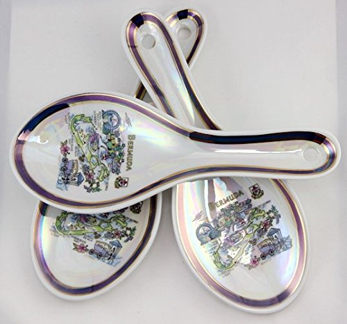 Bermuda Map Pearl Souvenir Collectible Spoon Rest agc