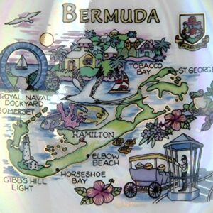 Bermuda Map Pearl Souvenir Collectible Spoon Rest agc