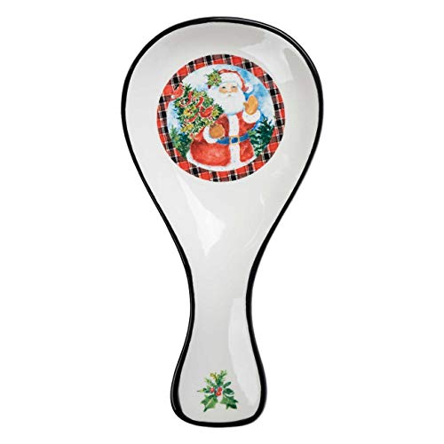 Brownlow Gifts Ceramic Spoon Rest, 5 x 10-Inches, Santa Claus