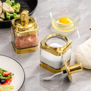 BETTWILL Gold Spoon Rest and Gold Condiment Spice jar,Gold Kitchen Asseccories