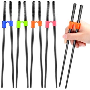 5 pairs reusable chopstick helpers non slippery training chopsticks for adult replaceable practice chopsticks heat resistant chopsticks holder with clip for many age trainer (polymer, black)