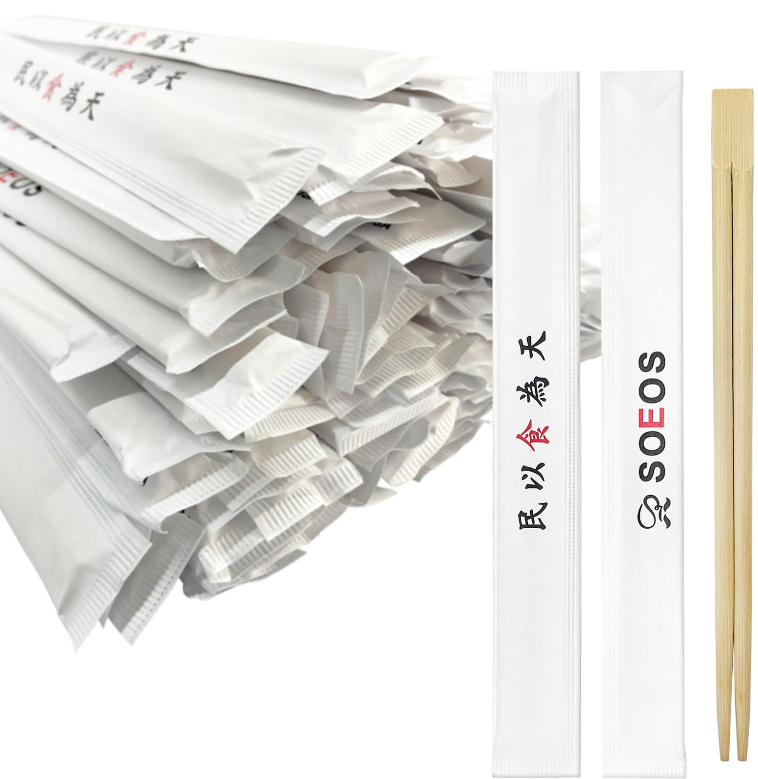 Soeos Premium Disposable Bamboo Chopsticks (Approx. 100 sets), Japanese Disposable Chopsticks Bulk, 9'' Chopsticks.