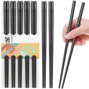 5 Pairs Reusable Chopsticks Dishwasher Safe,9.5 Inch Fiberglass Chopsticks Set, Japanese Chinese Korean Chopsticks for Food, Non-Slip, Easy to Use (Black Chopsticks)