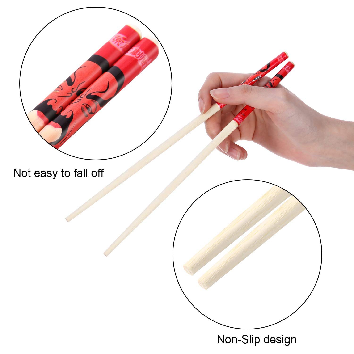 Hotop 20 Pairs Chinese Bamboo Chopsticks with Elegant Silk Brocade Pouch Multicolored for Chinese New Year and Valentine's Day