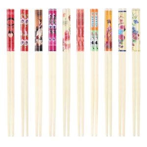 Hotop 20 Pairs Chinese Bamboo Chopsticks with Elegant Silk Brocade Pouch Multicolored for Chinese New Year and Valentine's Day