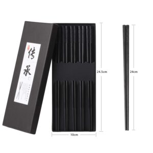 10 Pairs Fiberglass Chopsticks, Reusable Alloy Chop Sticks Non-slip Chopsticks, Dishwasher, 9 1/2 Inches