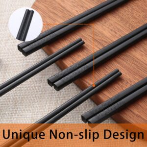 10 Pairs Fiberglass Chopsticks, Reusable Alloy Chop Sticks Non-slip Chopsticks, Dishwasher, 9 1/2 Inches