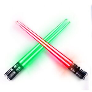 chopsabers lightsaber led light up chopsticks, red/green, pair of 2