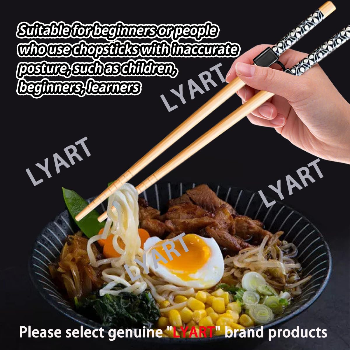 7 Pairs Reusable Training Chopsticks Helpers for Kids Adults Trainers Beginner and Each Age Learner, Non-Slip and Portable Practice Wooden Chopsticks Hinges Connector Set (1.Japanese stamp)