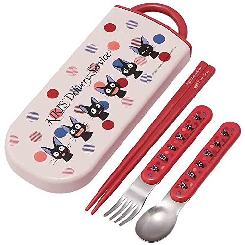 Skater Kiki's Delivery Service Utensil Set - Includes Reusable Fork, Spoon, Chopsticks and Carrying Case - Authentic Japanese Design - Durable, Dishwasher Safe- Jiji