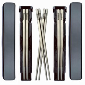 pilhcy titanium chopsticks-ultralight 2 pairs square standard length reusable chopsticks,perfect for travel,camping and household use