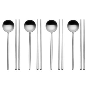 studio nova stainless steel spoon and chopstick set, set of 4, silver