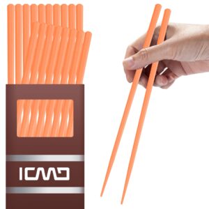 10 pairs chopsticks-reusable chopsticks dishwasher safe, 9.63 inch/24.5cm fiberglass matte non-slip family/ hotel/ restaurant chop sticks, chinese/japanese chop sticks, orange