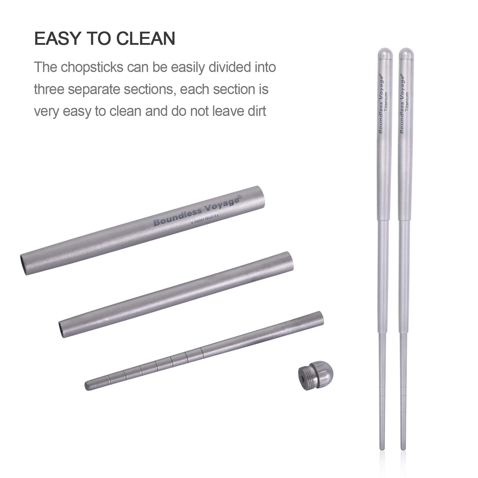 Boundless Voyage Titanium Telescopic Chopsticks Foldable Tableware Portable Cutlery for Outdoor Camping Travel Picnic A-Ti1004T