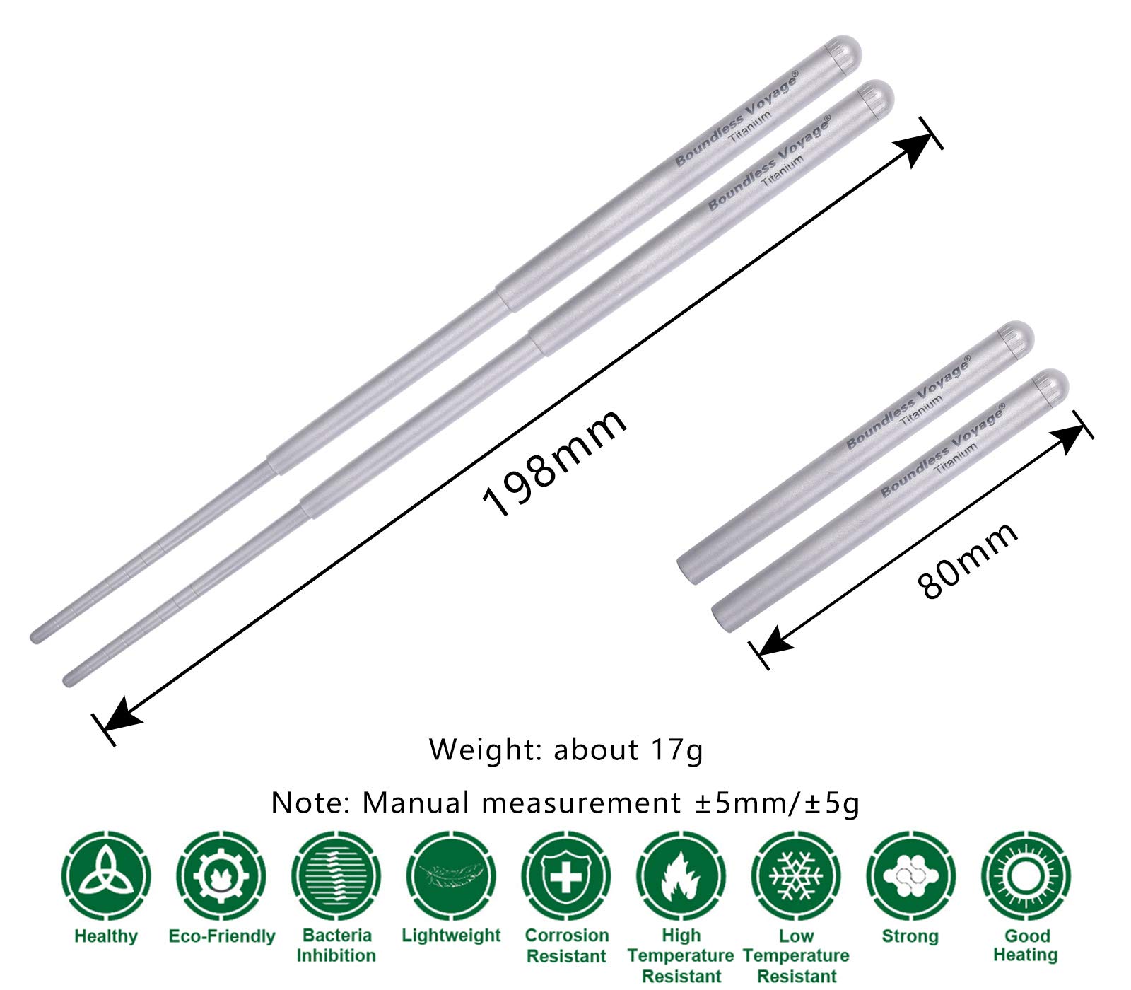 Boundless Voyage Titanium Telescopic Chopsticks Foldable Tableware Portable Cutlery for Outdoor Camping Travel Picnic A-Ti1004T