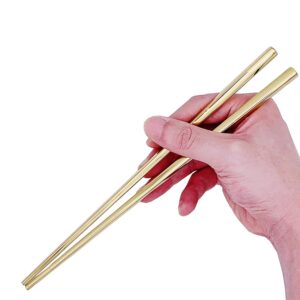 Dtdepth Stainless Steel Chopsticks - 5 Pairs Gold Reusable Dishwasher Safe Chopsticks, 304 Stainless Steel, Easy to Use, Bundle Set 5 Pairs Gold+5 Pairs Multicolor