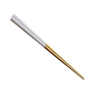 5 pairs fashionable and exquisite korean stainless steel chopsticks (white+gold)